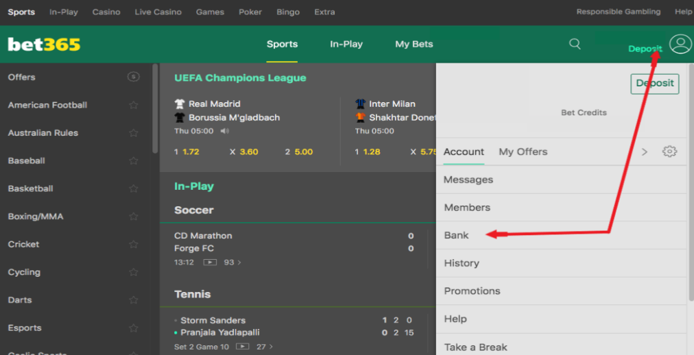 How do I withdraw money from Bet365
